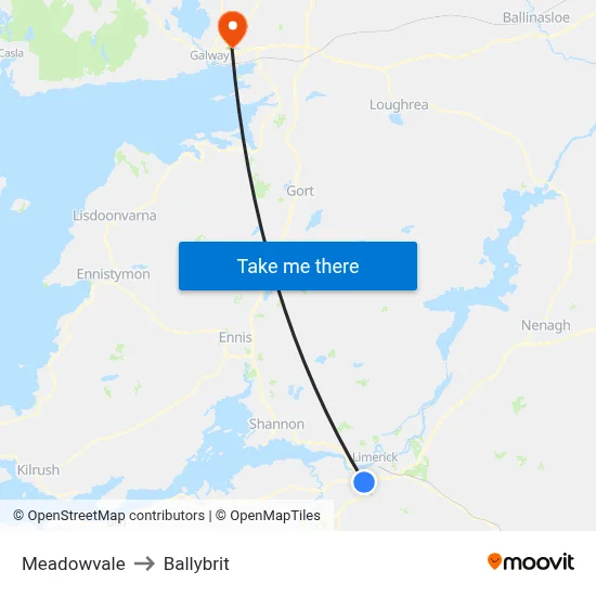 Meadowvale to Ballybrit map