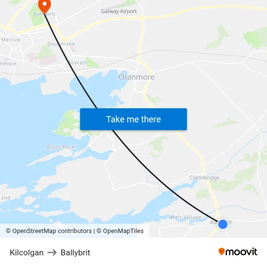 Kilcolgan to Ballybrit map