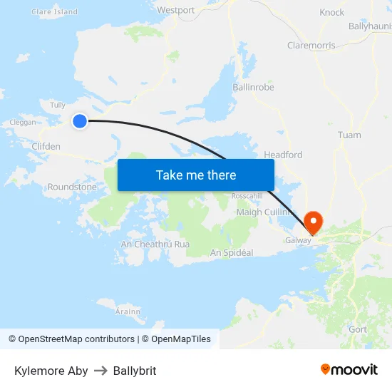 Kylemore Aby to Ballybrit map