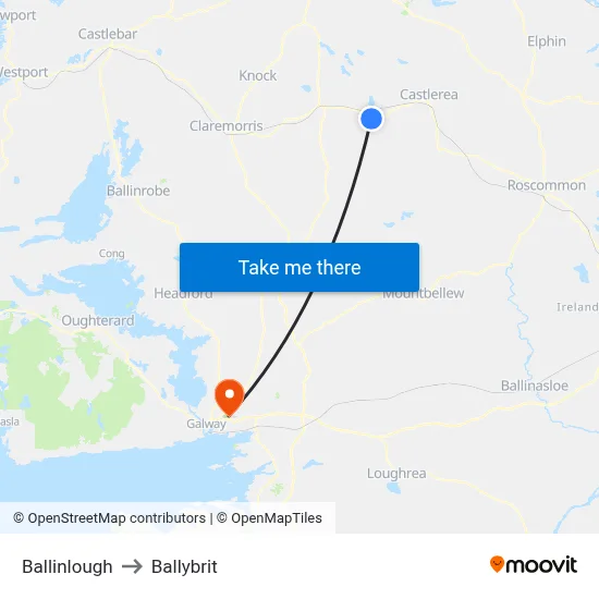 Ballinlough to Ballybrit map