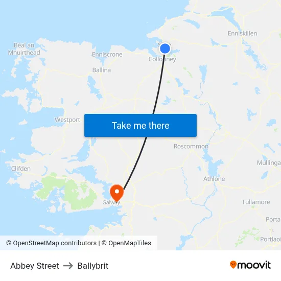 Abbey Street to Ballybrit map