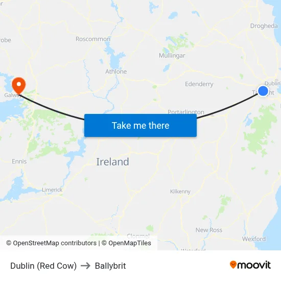 Dublin (Red Cow) to Ballybrit map