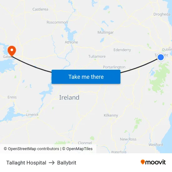 Tallaght Hospital to Ballybrit map