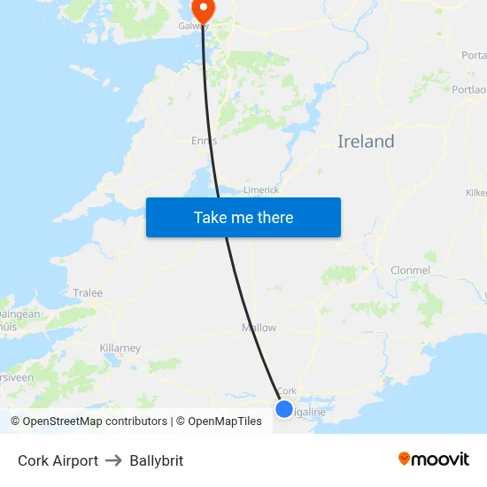 Cork Airport to Ballybrit map