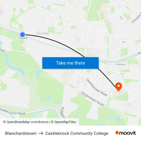 Blanchardstown to Castleknock Community College map