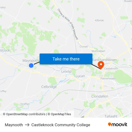 Maynooth to Castleknock Community College map