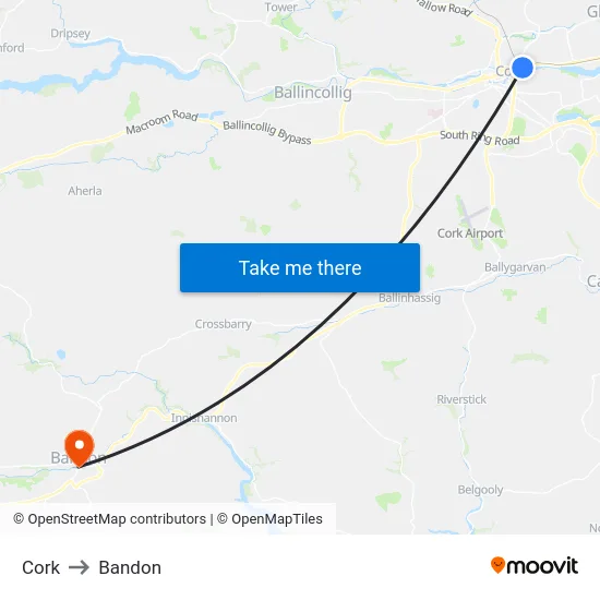Cork to Bandon map