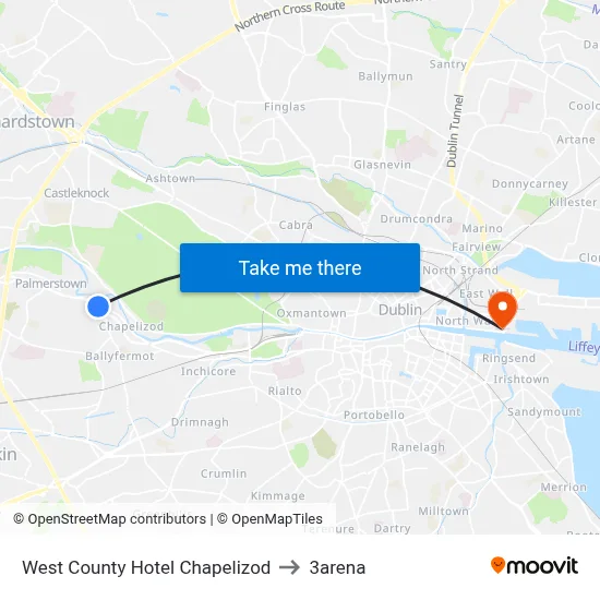 West County Hotel Chapelizod to 3arena map