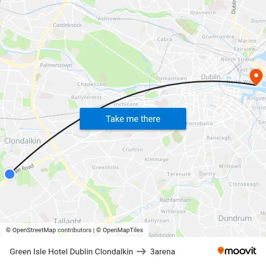 Green Isle Hotel Dublin Clondalkin to 3arena map