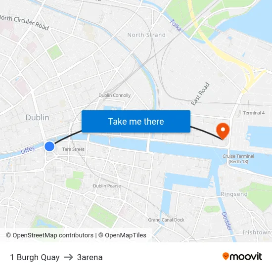 1 Burgh Quay to 3arena map