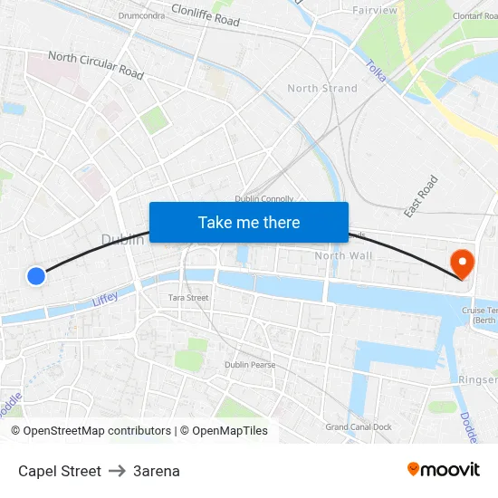 Capel Street to 3arena map