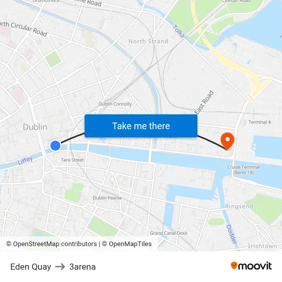 Eden Quay to 3arena map