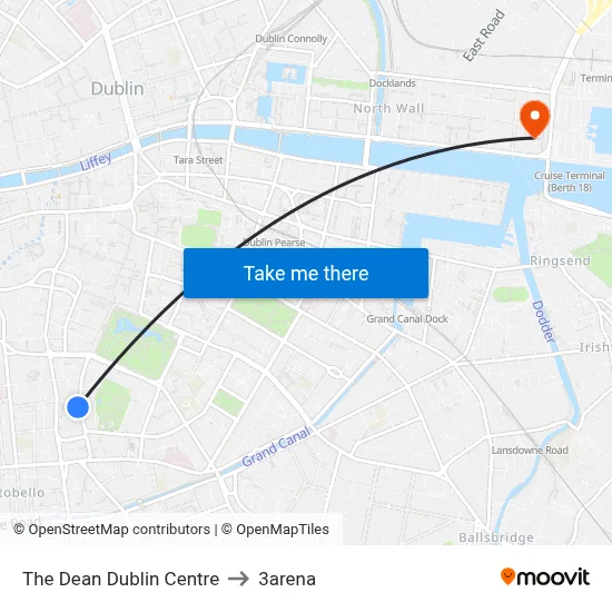 The Dean Dublin Centre to 3arena map