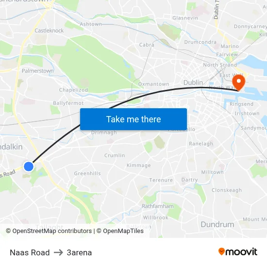 Naas Road to 3arena map