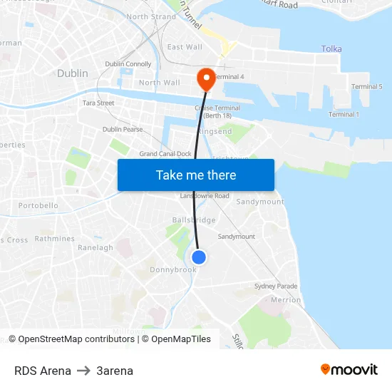 RDS Arena to 3arena map