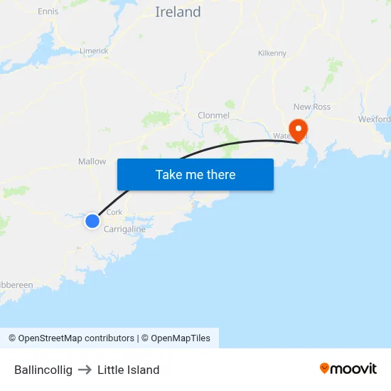Ballincollig to Little Island map