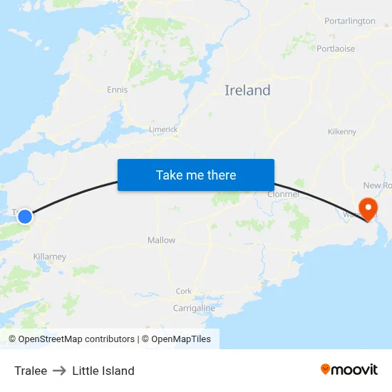 Tralee to Little Island map