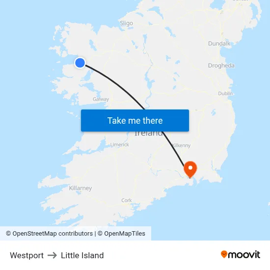 Westport to Little Island map