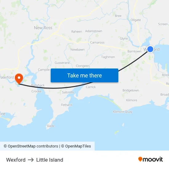 Wexford to Little Island map