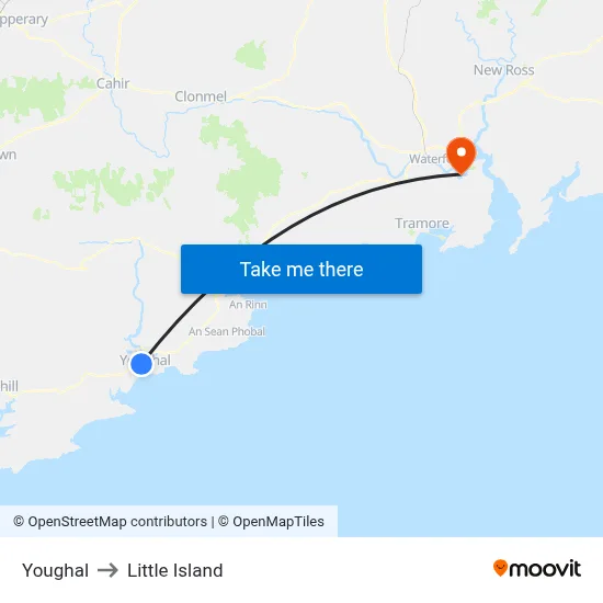 Youghal to Little Island map