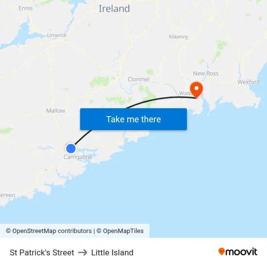 St Patrick's Street to Little Island map
