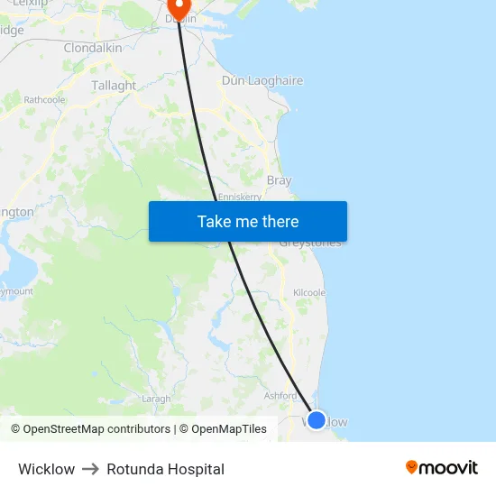 Wicklow to Rotunda Hospital map