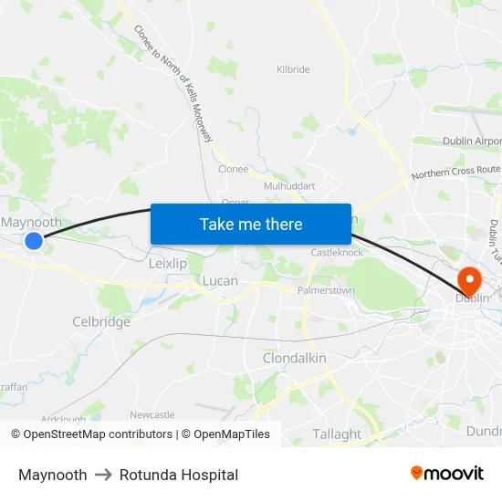 Maynooth to Rotunda Hospital map
