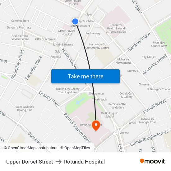 Upper Dorset Street to Rotunda Hospital map