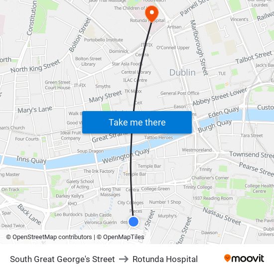 South Great George's Street to Rotunda Hospital map