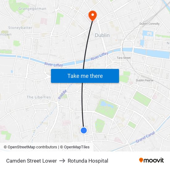 Camden Street Lower to Rotunda Hospital map