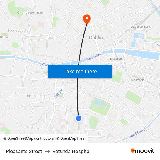 Pleasants Street to Rotunda Hospital map