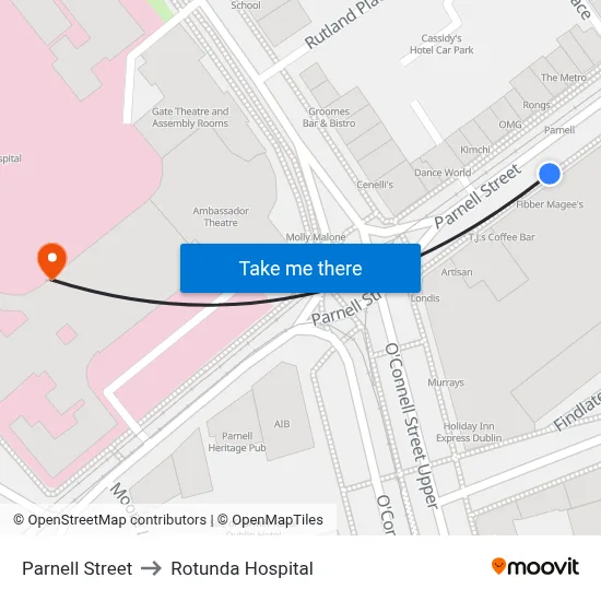 Parnell Street to Rotunda Hospital map