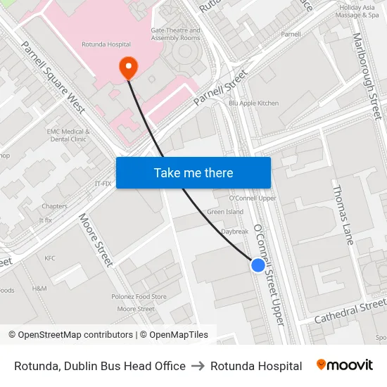 Rotunda, Dublin Bus Head Office to Rotunda Hospital map