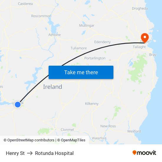 Henry St to Rotunda Hospital map