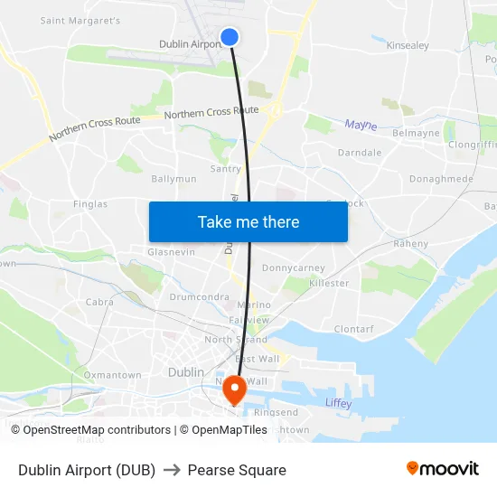 Dublin Airport (DUB) to Pearse Square map