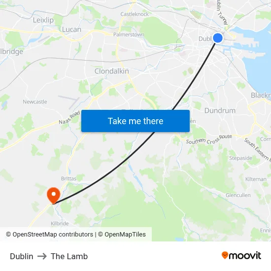 Dublin to The Lamb map