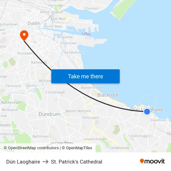 Dún Laoghaire to St. Patrick's Cathedral map