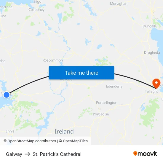 Galway to St. Patrick's Cathedral map