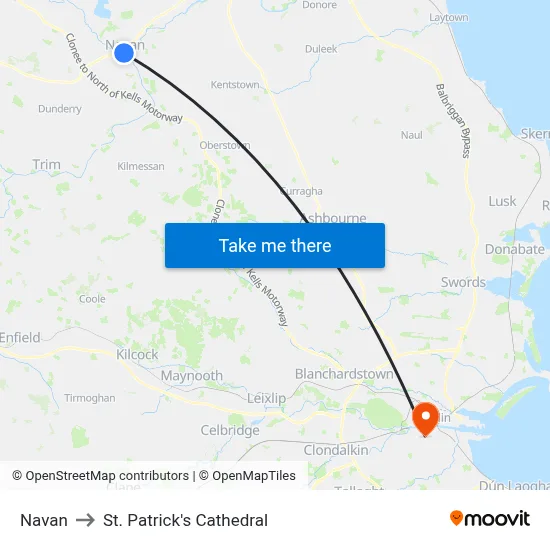 Navan to St. Patrick's Cathedral map