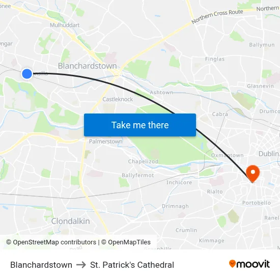 Blanchardstown to St. Patrick's Cathedral map