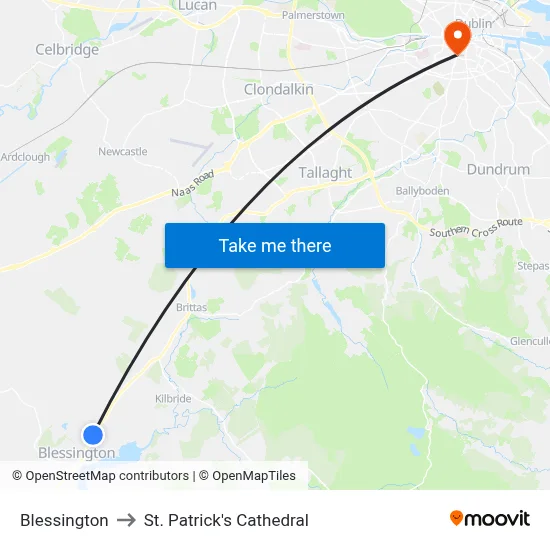 Blessington to St. Patrick's Cathedral map