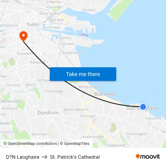 D?N Laoghaire to St. Patrick's Cathedral map