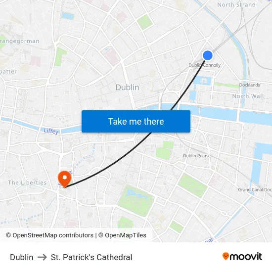 Dublin to St. Patrick's Cathedral map