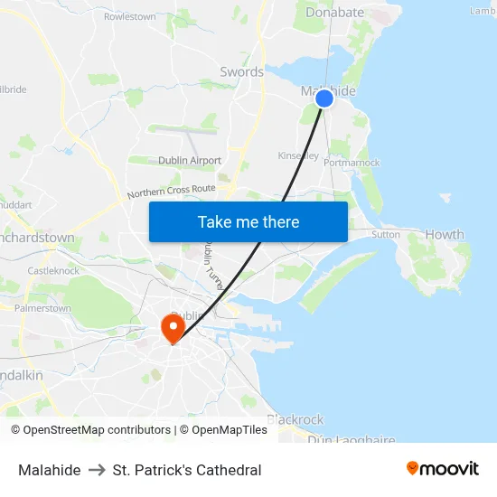 Malahide to St. Patrick's Cathedral map