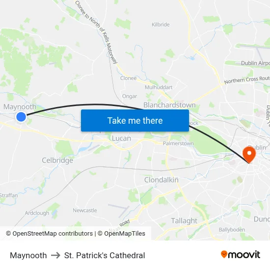 Maynooth to St. Patrick's Cathedral map