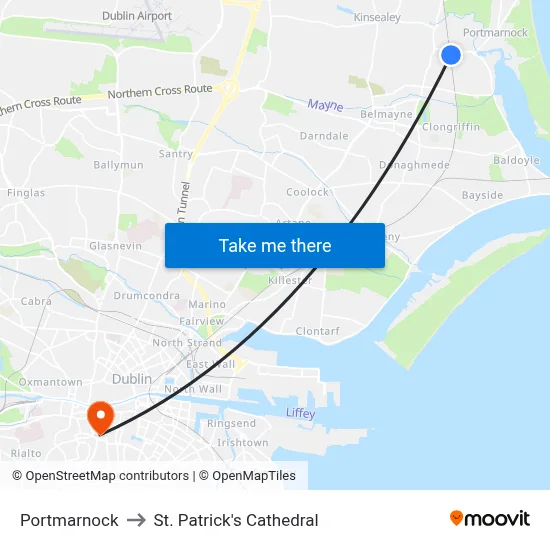 Portmarnock to St. Patrick's Cathedral map
