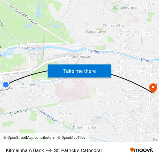 Kilmainham Bank to St. Patrick's Cathedral map