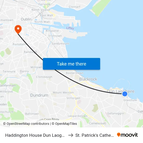 Haddington House Dun Laoghaire to St. Patrick's Cathedral map