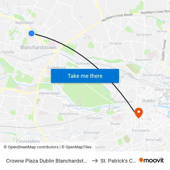 Crowne Plaza Dublin Blanchardstown an IHG Hotel to St. Patrick's Cathedral map