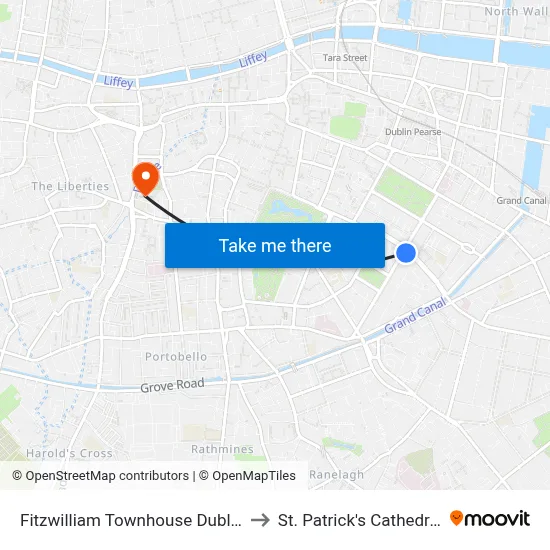 Fitzwilliam Townhouse Dublin to St. Patrick's Cathedral map